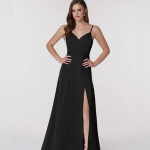 Qun Xiang Chiffon Sweetheart Black Tie Wedding Guest Formal Maxi Dress